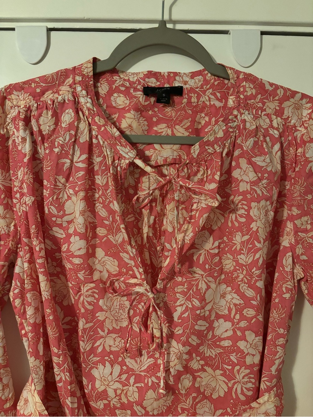 J. Crew Pink Floral Tie-Front shirt dress